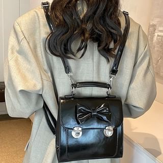 Backpack Bow Flap Leather Faux