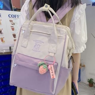 Backpack Embroidered Two Nylon Tone Charm Set / Bag