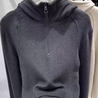 Half Zip Plain Hoodie