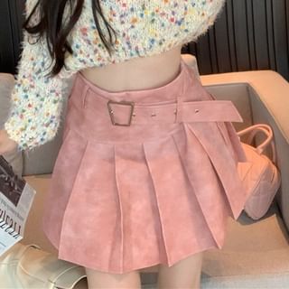 Rise Mini Dotted Washed Pleated A-Line High Sweater Cropped Neck / Mock Skirt