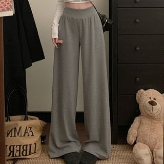 Rise Leg High Wide Pants Plain