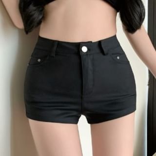 Hem Shorts Waist Plain Zip High
