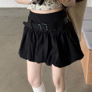 + Mini Waist Set: Belt High Plain Skirt Paperbag