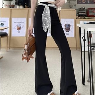 Plain High Pants Waist Bootcut