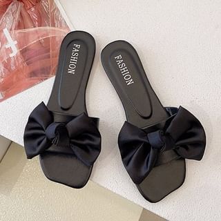 Bow Satin Slide Sandals