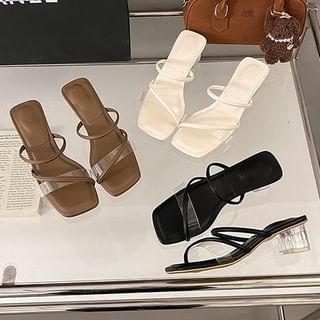Heel PVC Slide Low Toe Square Sandals