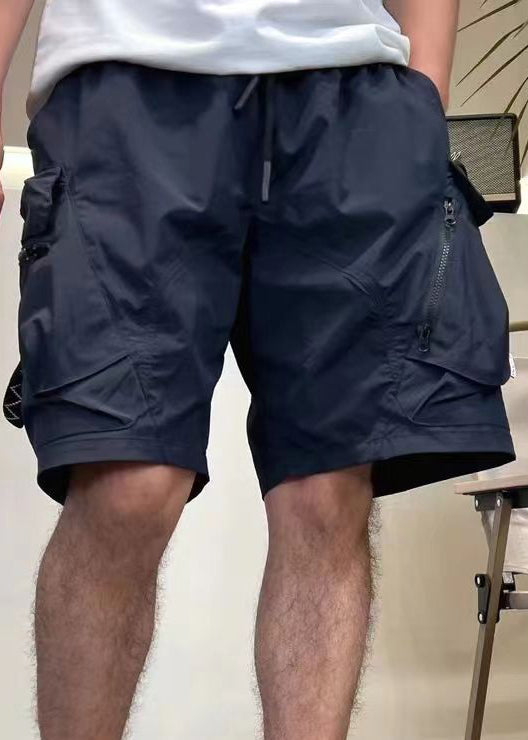 Waist Summer Shorts Mens Elastic Loose Up Cotton Army Green Zip Pockets