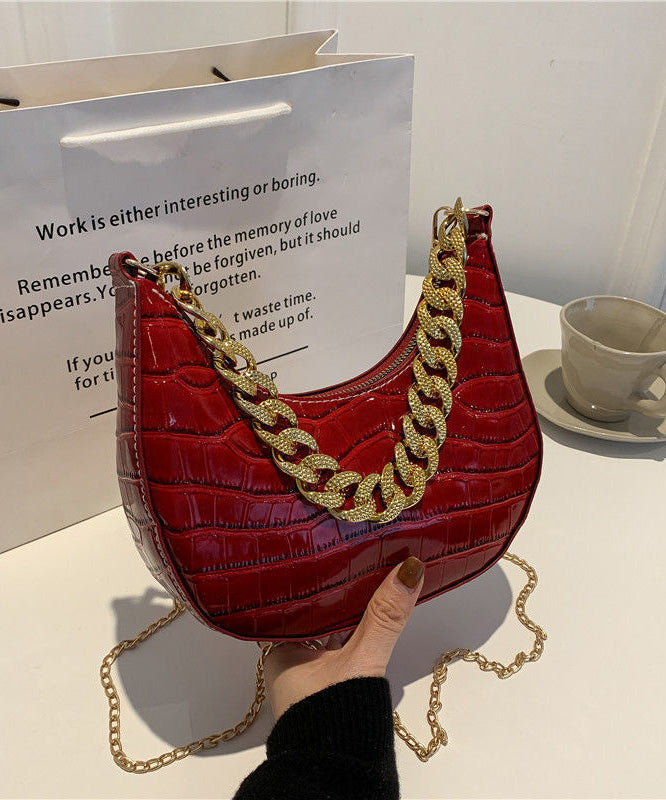 Bags Faux Modern Chain Green Shoulder Leather Linked