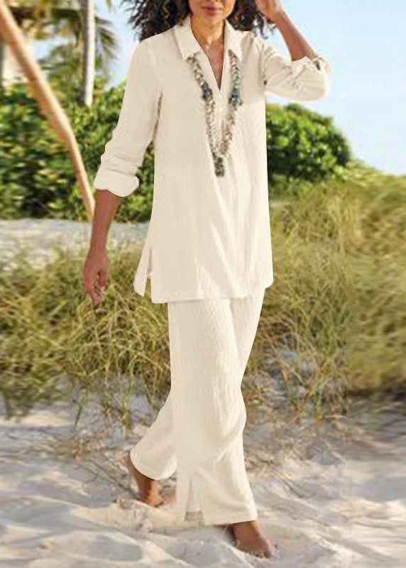 Shirt Leg Natural Two Khaki Collar Peter Wide And Pan Pants