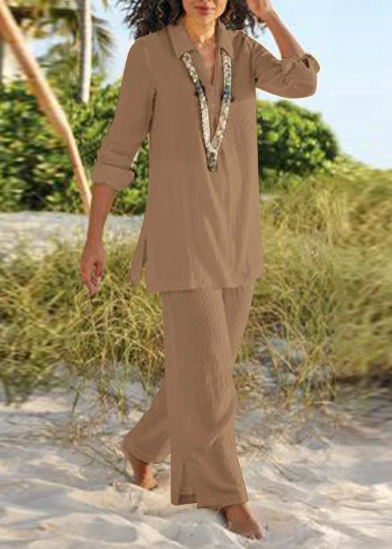 Shirt Leg Natural Two Khaki Collar Peter Wide And Pan Pants