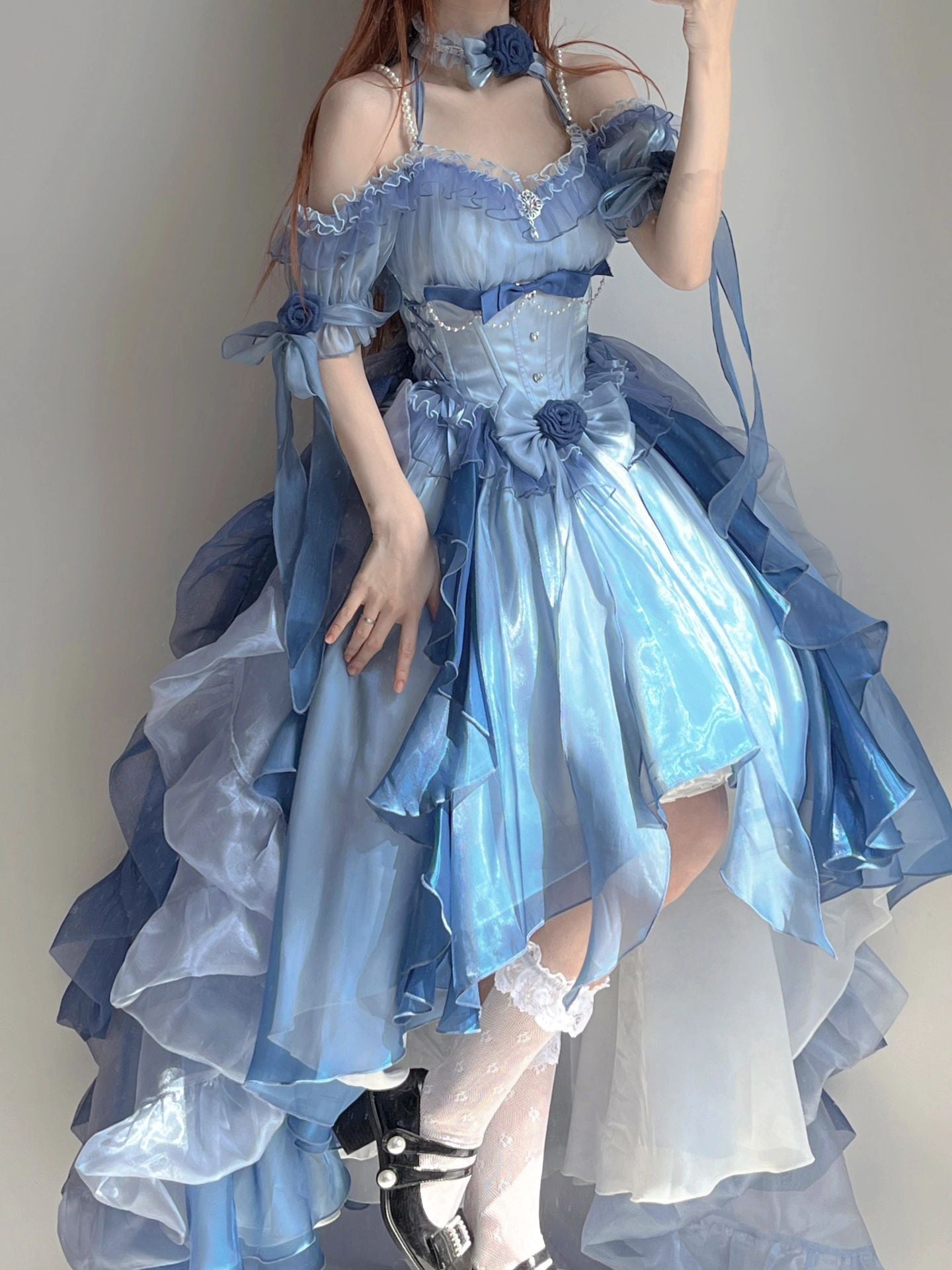 Kawaii Sea Blue Jellyfish Lovely Lolita Dress K19123 KawaiiMoriStore Kawaii Sea Blue Jellyfish Lovely Lolita Dress K19123 KawaiiMoriStore
