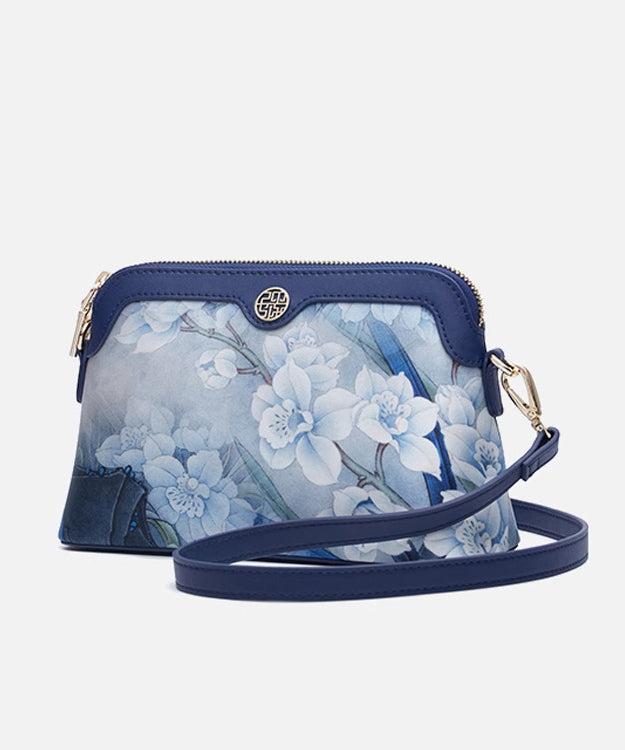 Organic Print Bag Navy Clutch Versatile Silk