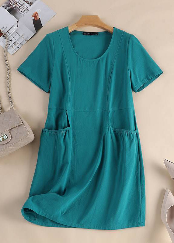 Organic Short Long Sleeve Yellow Solid Pockets Patchwork Dress