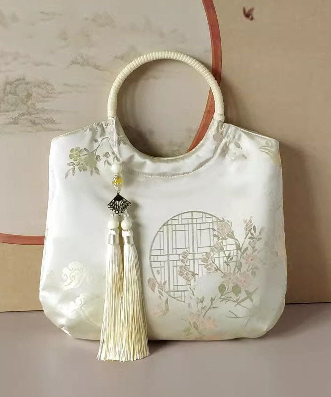 Tote Beige Print Original New Tassel Chinese Handbag