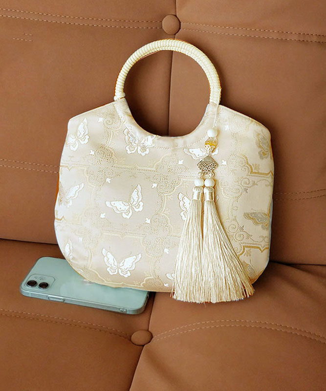 Tote Beige Print Original New Tassel Chinese Handbag