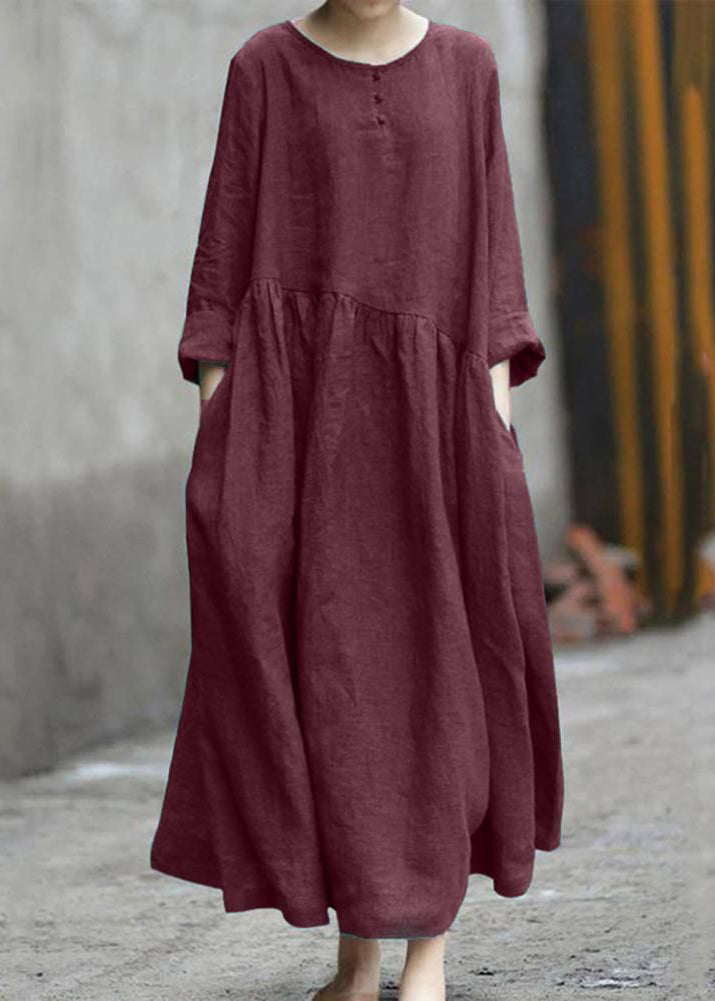 Dresses Long Fall Patchwork Wrinkled Size Plus Green