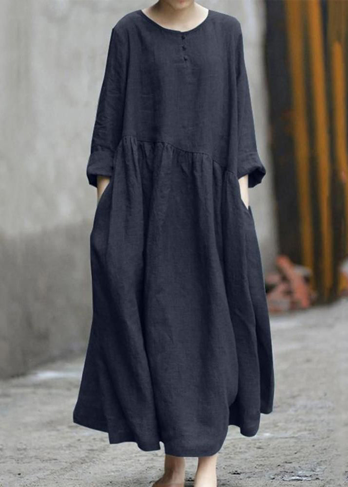 Dresses Long Fall Patchwork Wrinkled Size Plus Green