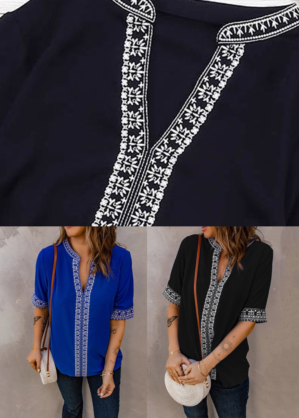 T Blue Summer Thin Embroidered Shirts Royal