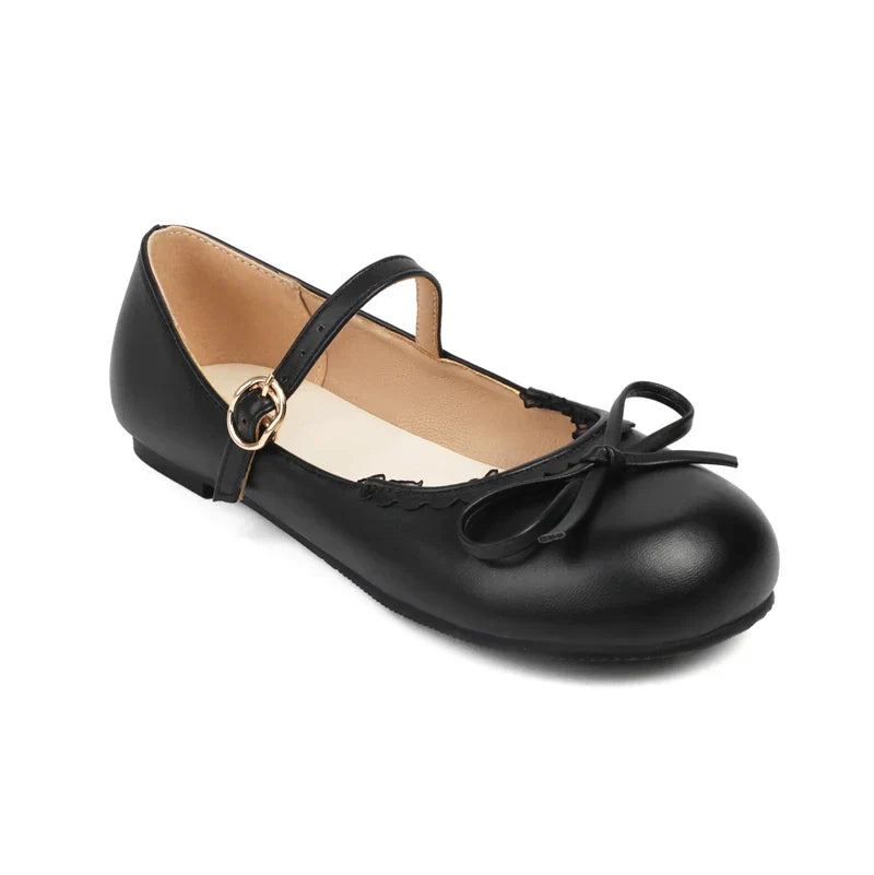 White Flats Janes Bow Pink Ballet Shoes 33-45 - Mary