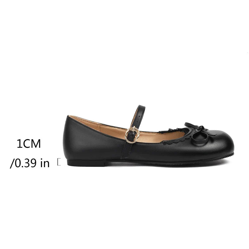 White Flats Janes Bow Pink Ballet Shoes 33-45 - Mary