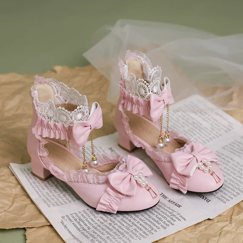 Sweet - Shoes Lolita Lace 34-39 Pearl Bow