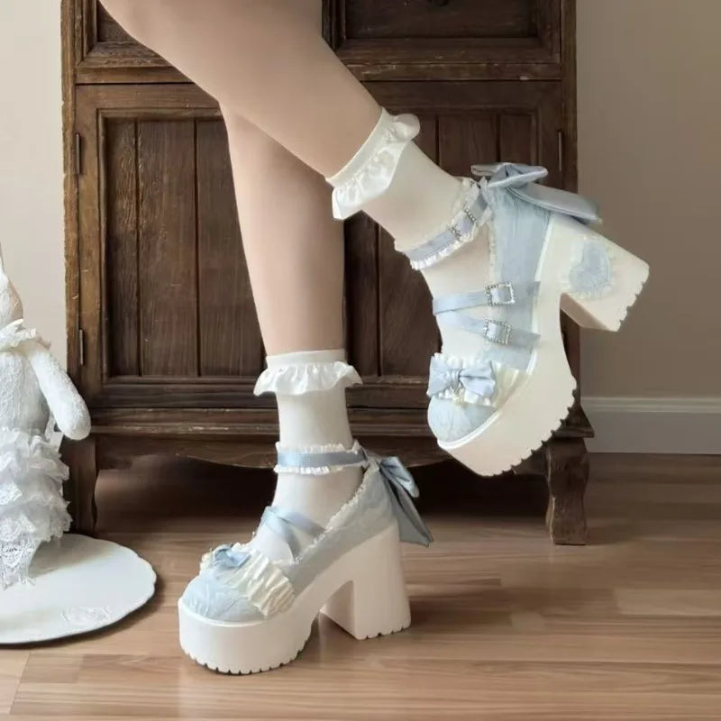 34-42 Knot Lace Butterfly High - Heels Cute