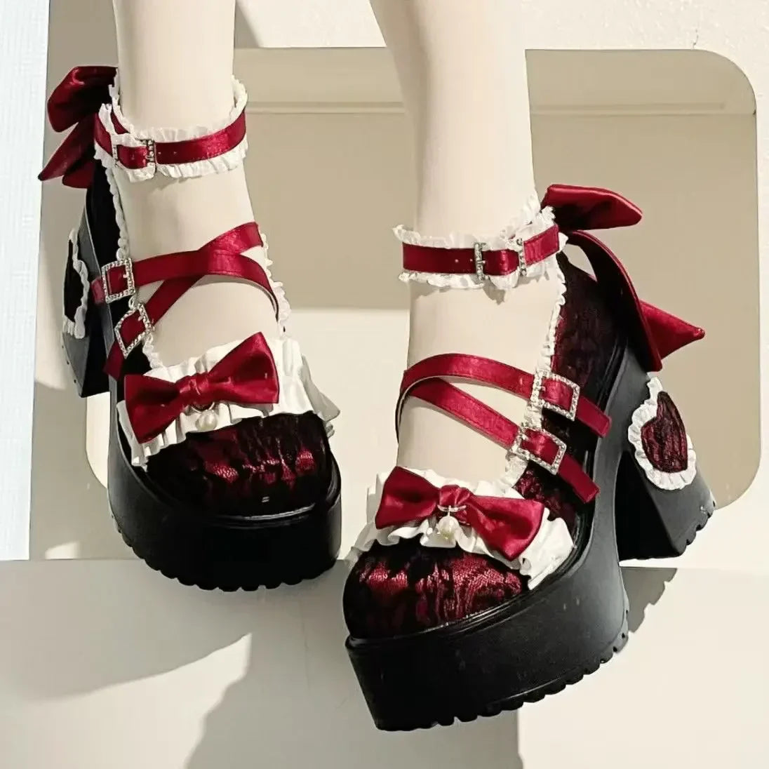 34-42 Knot Lace Butterfly High - Heels Cute