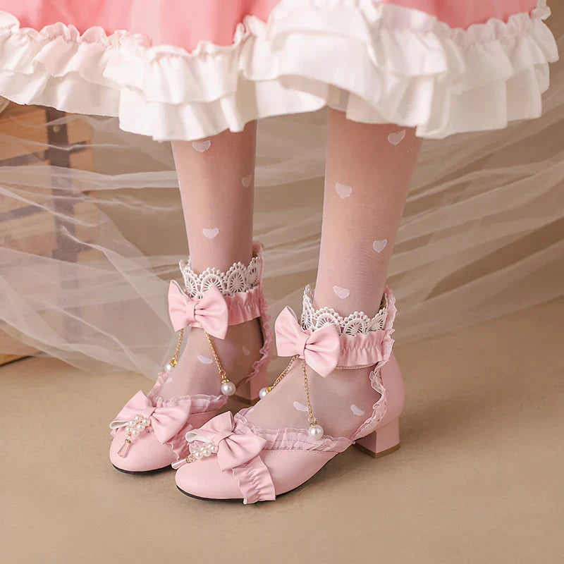 Sweet - Shoes Lolita Lace 34-39 Pearl Bow