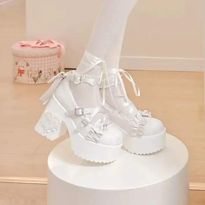 34-42 Knot Lace Butterfly High - Heels Cute