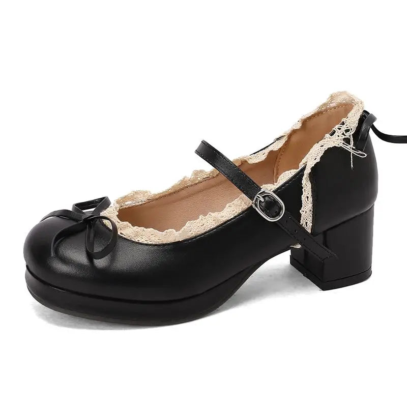 Toe Shoes Bowknot Sweet Pumps - Round Heels 32-50