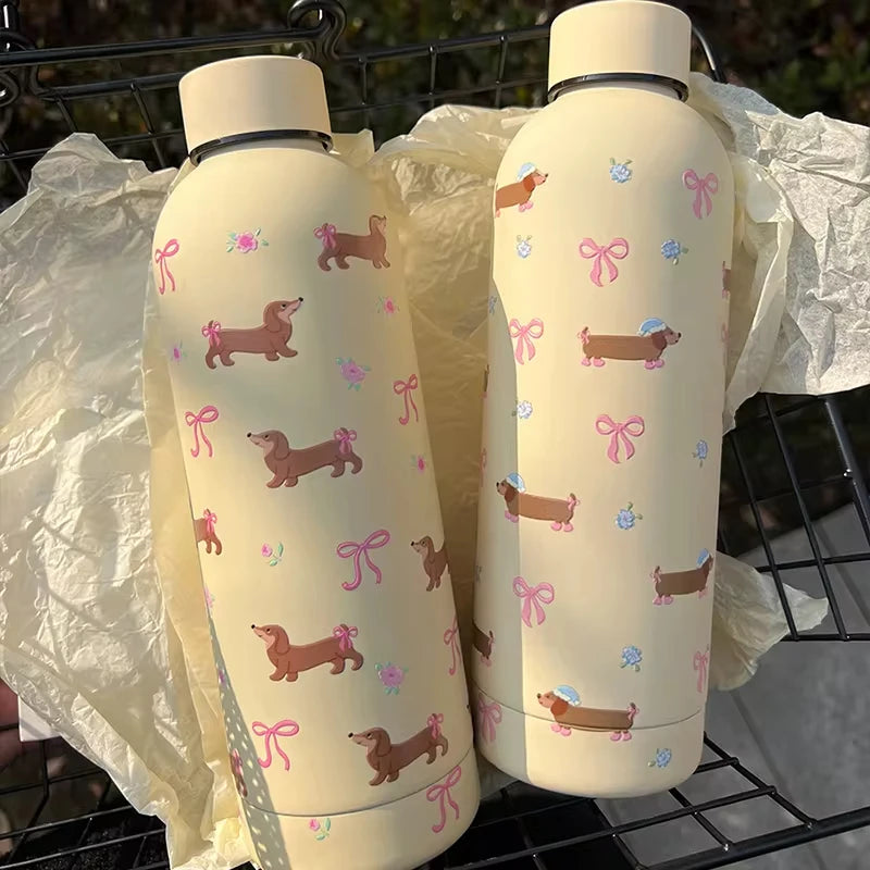 Kawaii Puppy Coffee Tumbler Stainless Steel Bottle