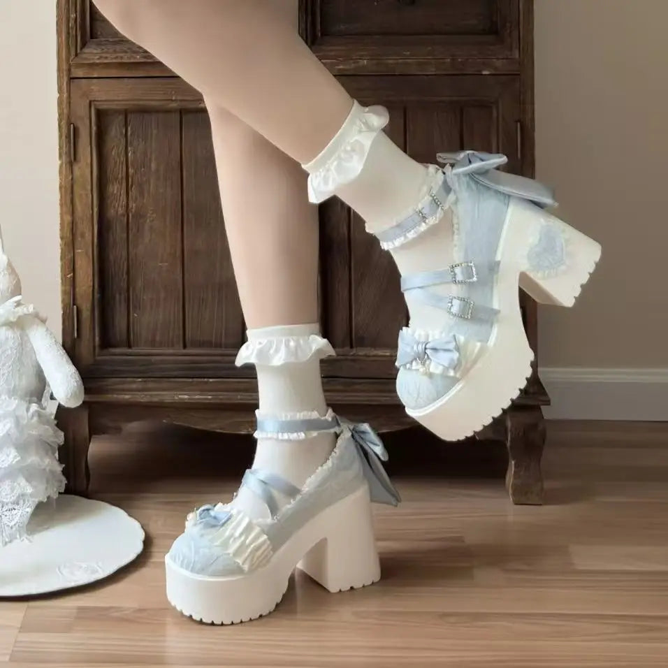 34-42 Knot Lace Butterfly High - Heels Cute