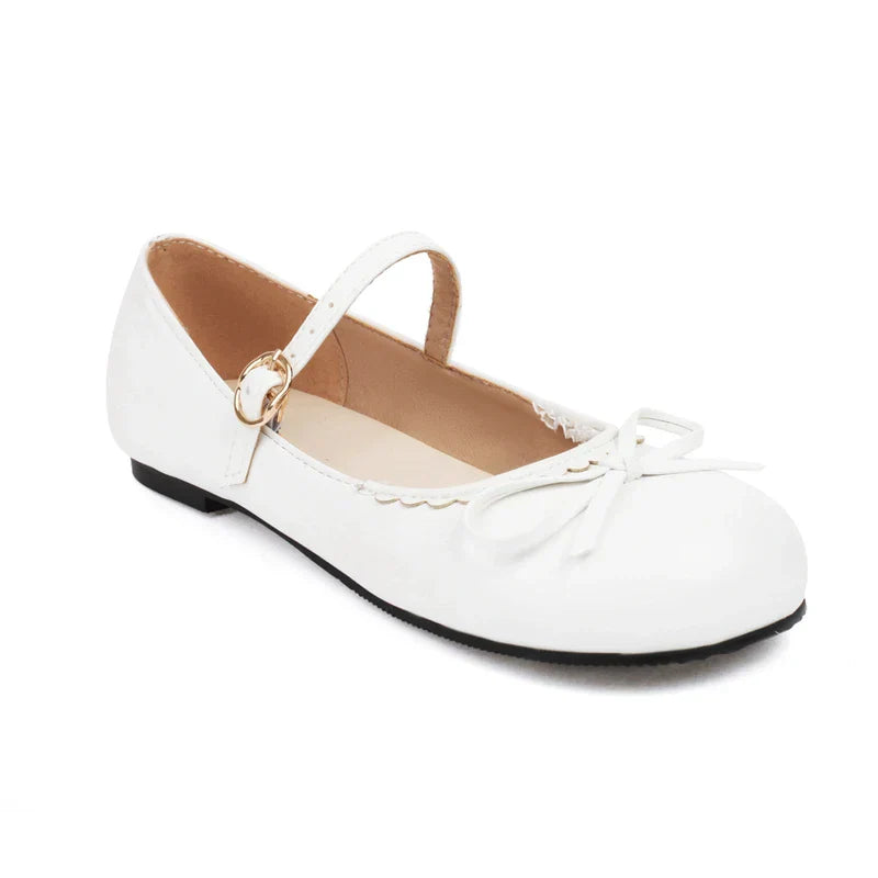 White Flats Janes Bow Pink Ballet Shoes 33-45 - Mary