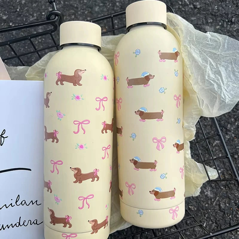 Kawaii Puppy Coffee Tumbler Stainless Steel Bottle