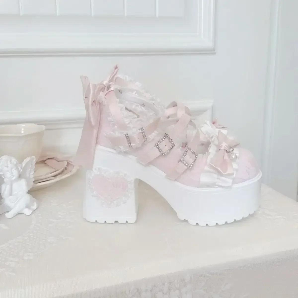 34-42 Knot Lace Butterfly High - Heels Cute