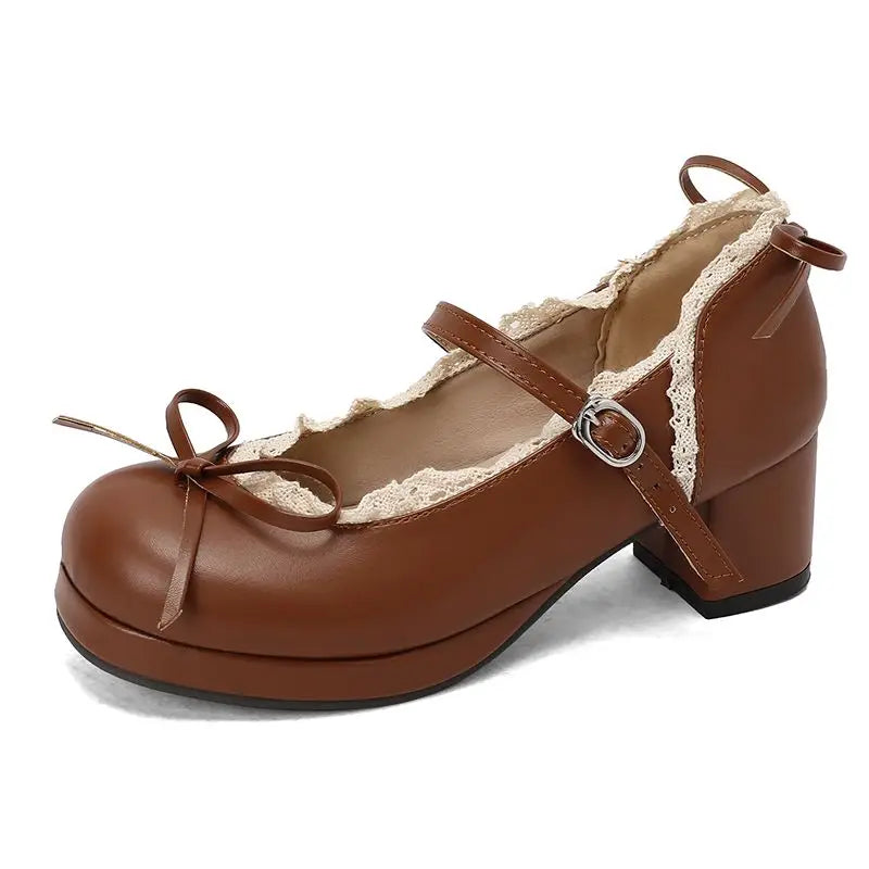 Toe Shoes Bowknot Sweet Pumps - Round Heels 32-50