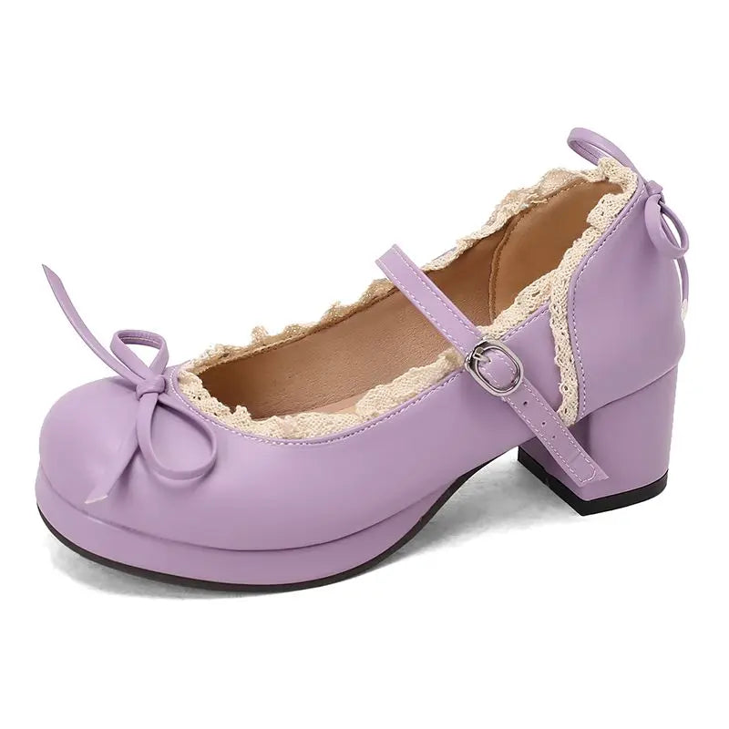 Toe Shoes Bowknot Sweet Pumps - Round Heels 32-50