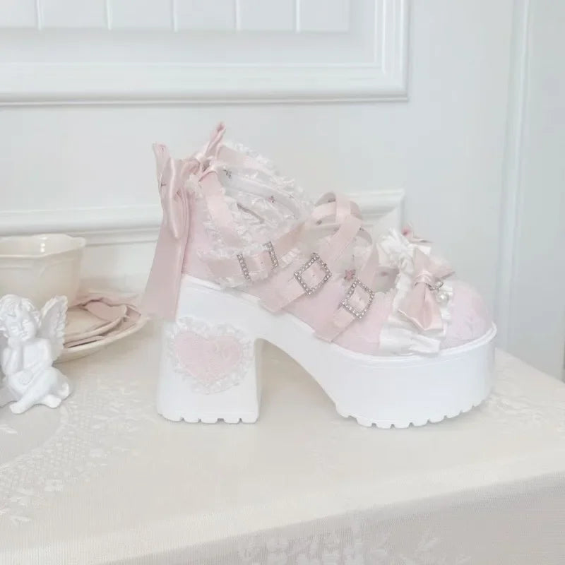 34-42 Knot Lace Butterfly High - Heels Cute