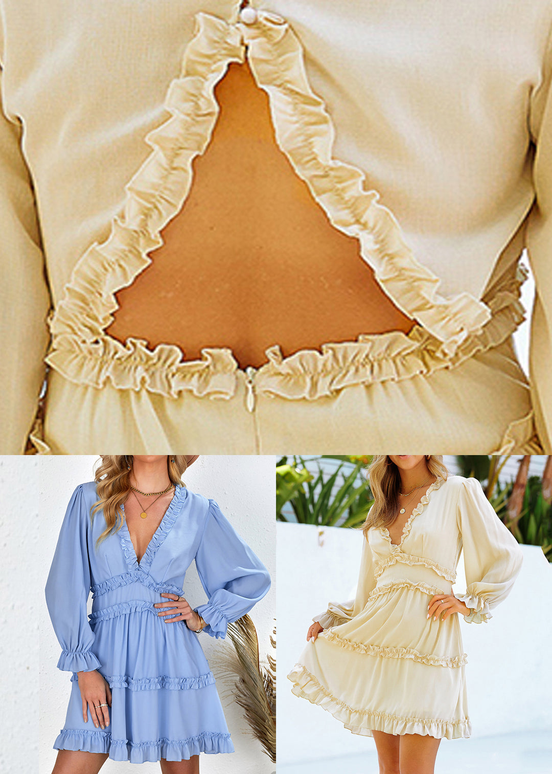 Sleeve Blue Dress Lantern Mid Light Patchwork Sexy Ruffled