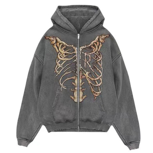 Skeleton Zip Up Hoodie boogzel apparel