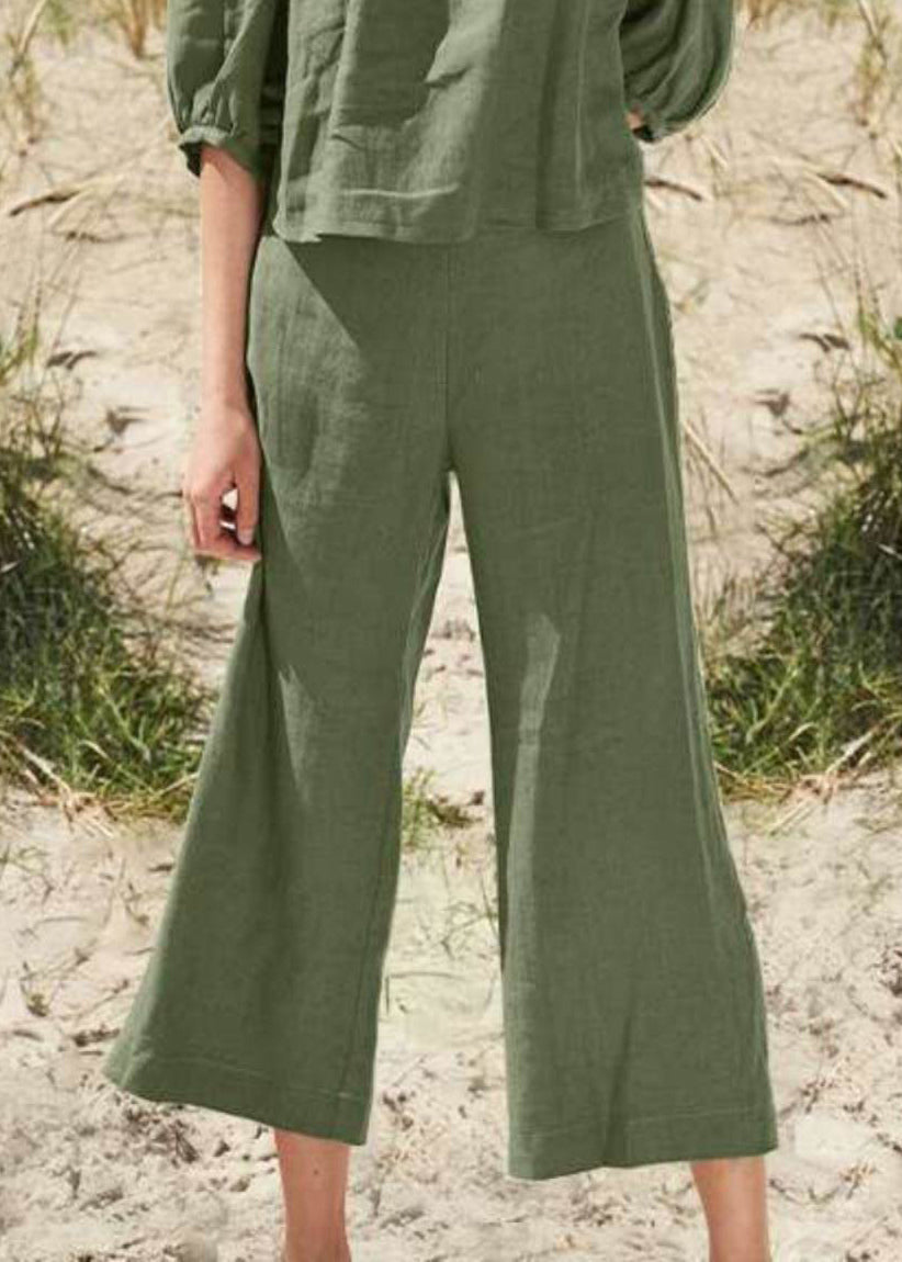Top Khaki Collar Set Square Pants Two Crop Pieces And Style Half