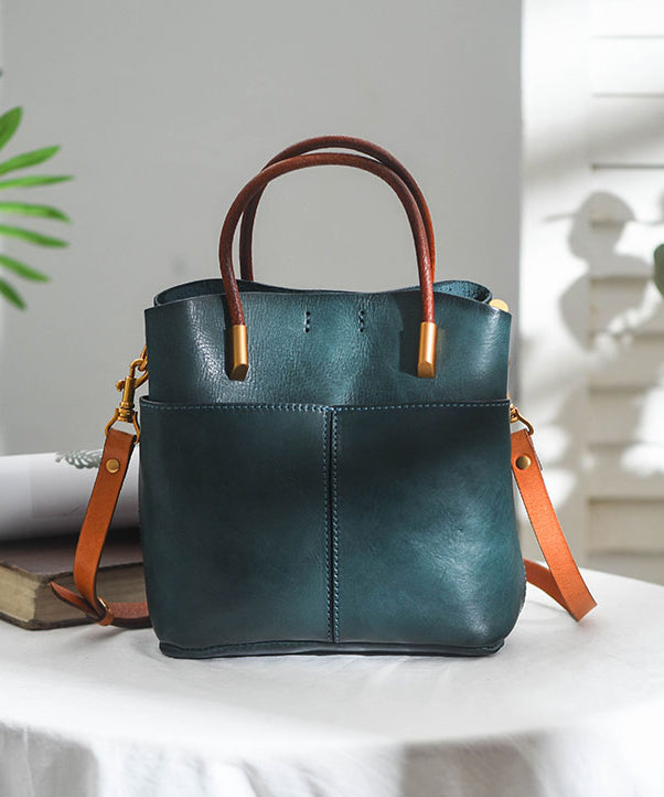 Durable Orange Style Tote Leather Handbag Large