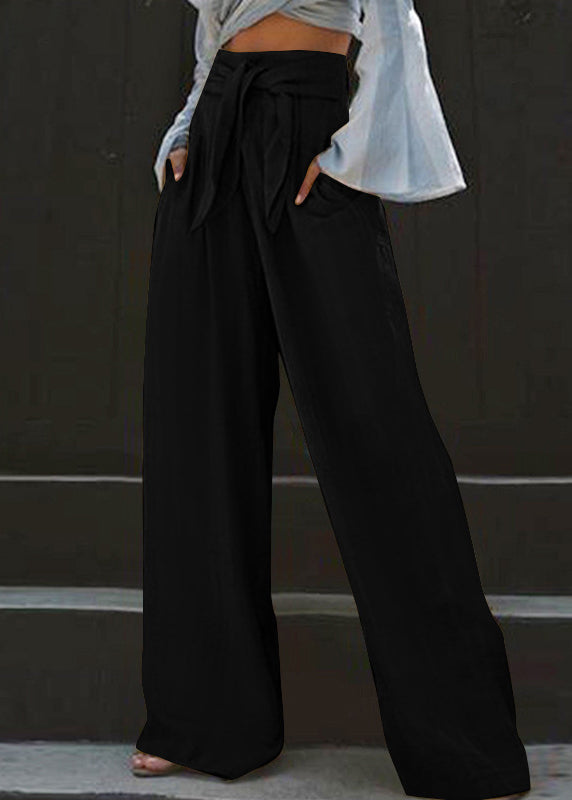 Pockets Wide Waist Pants Leg Yellow Summer Stylish High