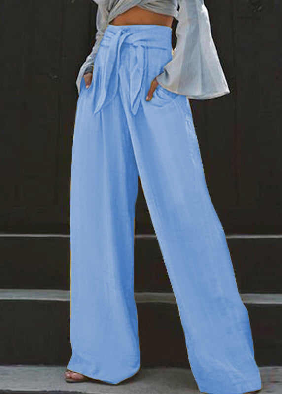 Pockets Wide Waist Pants Leg Yellow Summer Stylish High