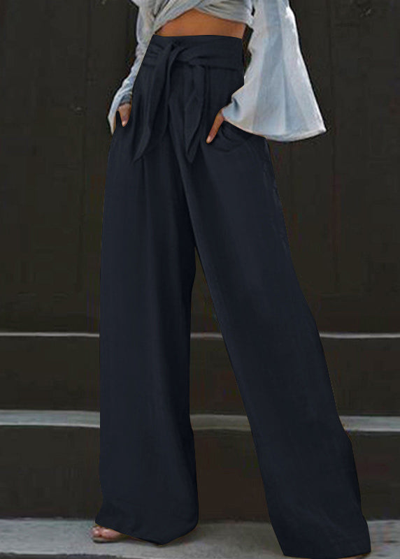 Pockets Wide Waist Pants Leg Yellow Summer Stylish High