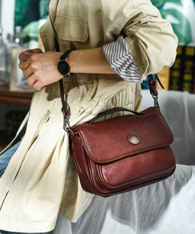 Orange Leather Bag Women CrossBody Messenger Solid Durable