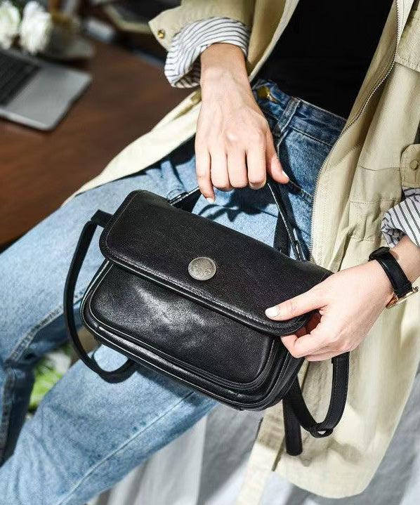 Orange Leather Bag Women CrossBody Messenger Solid Durable