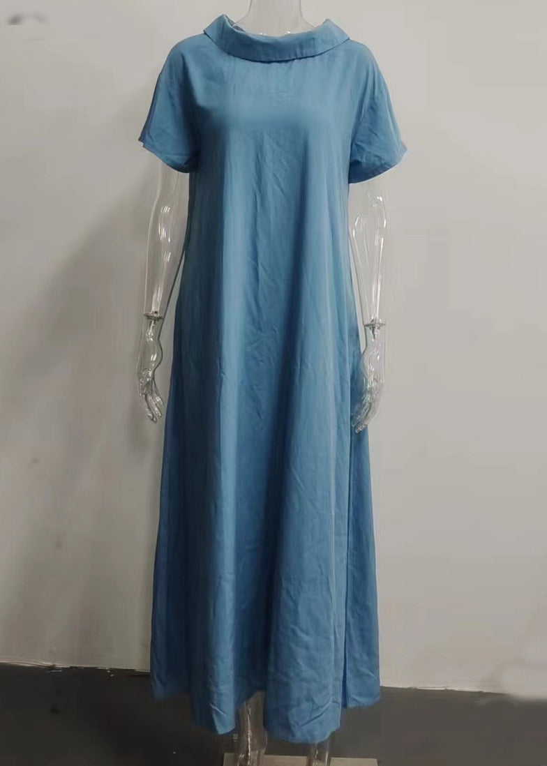 Solid Dresses Pink Neck Patchwork Women Turtle Vacation Long