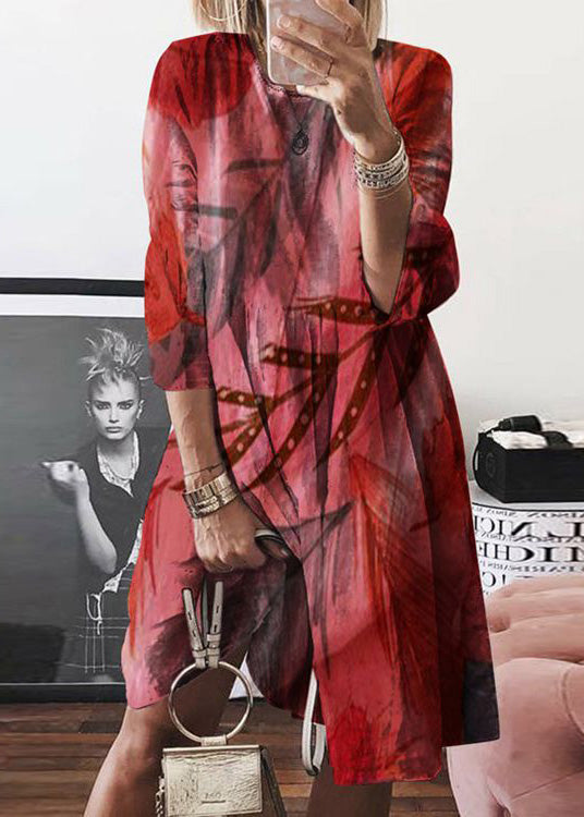 Mid O Cotton Neck Yellow Women Summer Print Dress