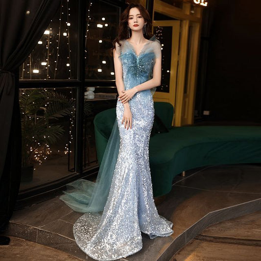Strapless Gown Mermaid Sequin Evening